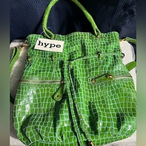 Perfectly New condition Grass Green Genuine Leather front/back pockets handbag